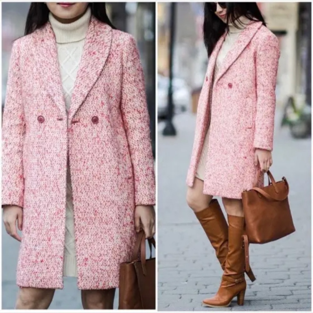 J Crew Italian Wool Tweed Long Coat